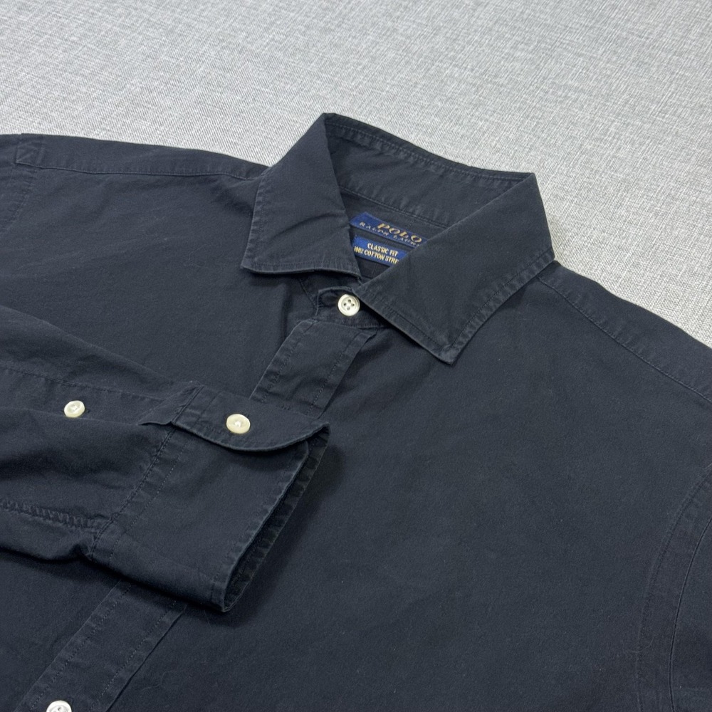 Polo Ralph Lauren Classic Fit Cotton Stretch Button-Down Shirt Mens Medium Black